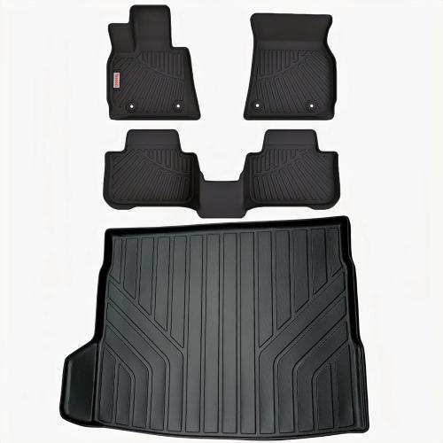 Tesson Floor Mats Accessories 2 Row Liners Set & Cargo Liners Custom Fit for 2025 2026 BMW X3,All Weather TPE Winter Slush Car Mats Carpet & Rear Trunk Mats