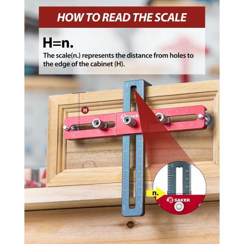 Saker Cabinet Hardware Doweling Jig - Cabinet Handle Template Tool for Knobs and Pull - Adjustable Self Centering Punch Locator Precise Woodworking Drill Guide (6.5 Jig Saw)