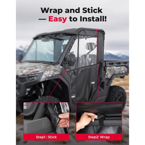 KEMIMOTO Soft Full Doors, UTV Water-Resistant Cab Enclosure Compatible with CFMOTO UFORCE U10 Pro 2025 , Upgrade YKK Zipper Full Windshield Panel 2 Doors Accessories