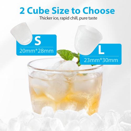 Ice Maker Countertop 26lbs/24H, Portable Ice Makers 8 Ice Cubes Ready in 6 Mins, 2 Sizes of Bullet Ice Ice Machine with Basket & Scoop, Auto Self-Cleaning