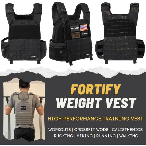 POLYFIT (Fortify) Weighted Vest for Strength and Endurance Training, Rucking, Fitness Workouts, Running, WODs missing weights