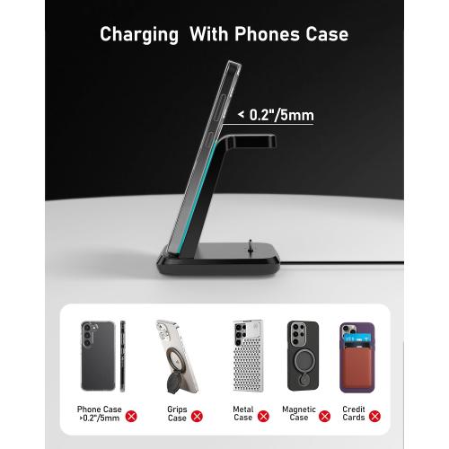 Wireless Charger for Samsung Phones Watch Earbuds(Not for Z Flip & A Serie-Phone),SWIO 3 in 1 Charging Station for Galaxy Watch 7/Ultra/6/5/4/3,S25 S24 S23 S22 S21 S20/Note 20 10/Z Fold 4 3,Buds/2/Pro