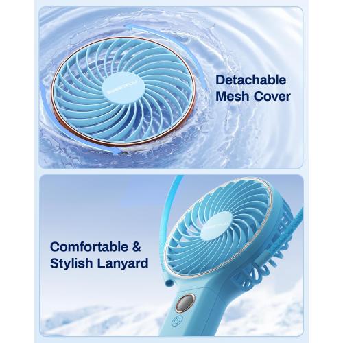 SWEETFULL Handheld Portable Fan, 5000mAh Rechargeable Battery, 6 Speed Wind, LED Digital Display, Foldable Electric Personal Mini Travel Fan with Backup Power, Summer Essentials Gifts for Women Girl