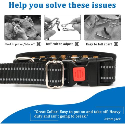 Martingale Collar No Pull for Small Medium Large Dogs | Black, M | Reflective, Patented Anti Pulling Dog Collar for Walking Training, Buckle, Adjustable, Safe for Night Walks, 2.5mm Links