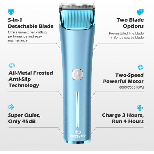 Professional Dog Grooming Clipper with Replacement Blade, 5-in-1 Adjustable A5 Blade Cordless Pet Grooming Kit 2 Speed Trimmer Hair Shaver with Detachable Metal Combs Nova for Animal Horse