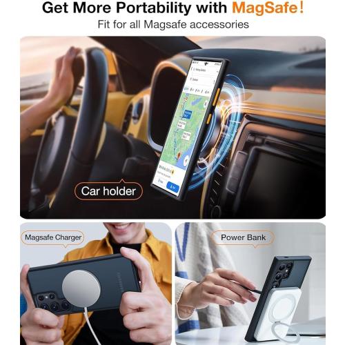 TORRAS Magnetic Shockproof for Samsung Galaxy S23 Ultra Case, Fit for MagSafe, 4X Military Grade Protection, Translucent Slim Case for Samsung S23 Ultra Case Anti-Fingerprint Anti-Scratch, Black