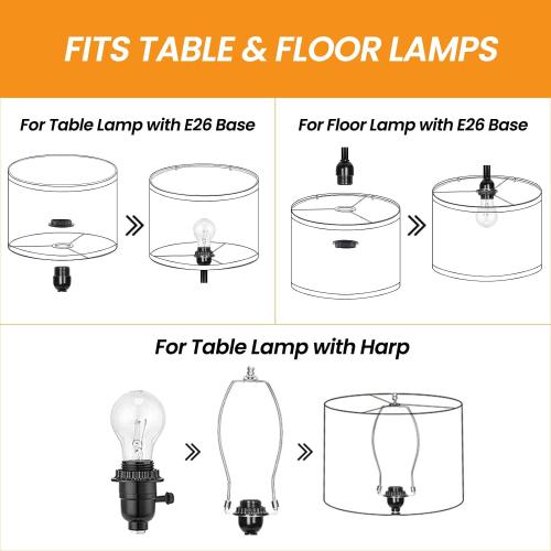 Modern Drum Lamp Shade – 11.8x11.8x13 Beige Linen Lampshade with Spider & E26 to E12 Fitter for Table and Floor Lamps