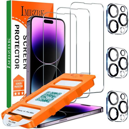 IMBZBK Screen Protector for iPhone 14 Pro Max, Tempered Glass, 3 3 Pack