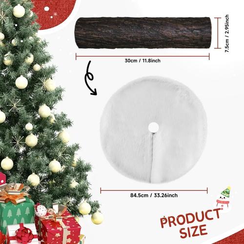 Artificial Bark Christmas Tree Skirt Hidden Fake Rod, Bark Wood Texture for Christmas Tree, Home, Party Holiday Decoration. (Christmas Fake Rod/Skirt Blank)