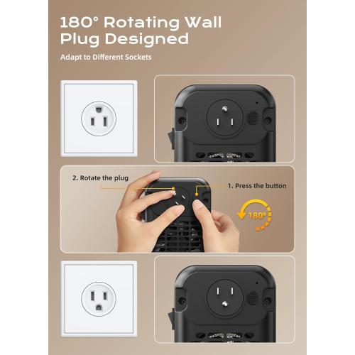 Minetom Portable Plug In Space Heater, 800W Small Wall Heater for Indoor Use, Remote, 12H Timer, ECO Mode, Overheat Protection, Fast and Safe Heat for Bathroom Garage Office Bedroom Home