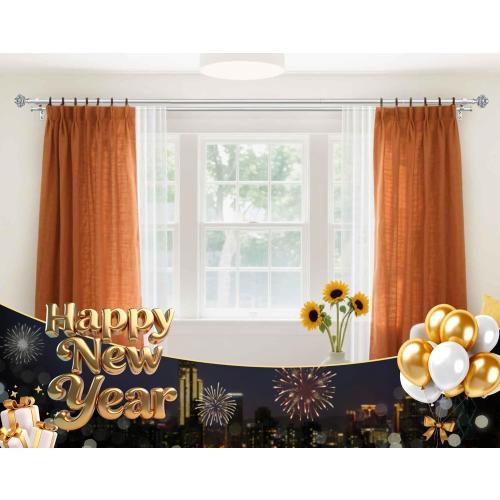 1 Inch Double Curtain Rods 72 to 144 Inches (6 to 12 ft), USFOOK Silver Drapery Rods for Windows, Telescoping Dual Curtain Rod with Translucent Finials, Decoration for Home