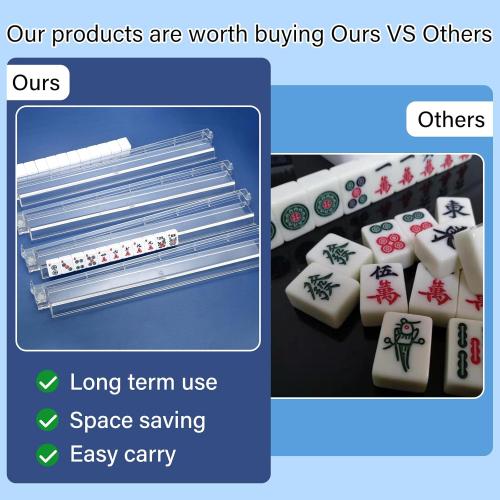 CAYOULR Mahjong Racks with Pushers, Convenient Rotating One-Piece Mahjong Pushers and Racks,4-Piece Set American Mahjong Accessories,Transparent