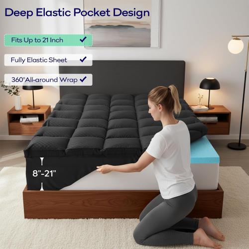 Twin memory foam mattress topper Black