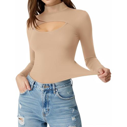 Size Medium Active Uso Short Long Sleeve Shirts for Women Basic Mock Turtle Neck Cut Out Tops Going Out T-Shirt Tee