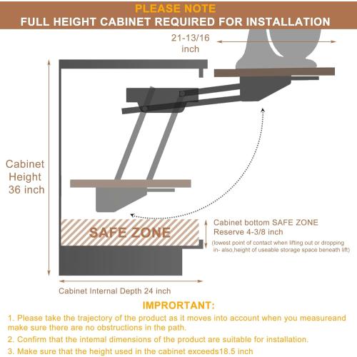 Black 23x12 Mixer Lift for Cabinet, Appliance Lift for Cabinet with Soft-Close Spring-Loaded Locking Mechanism and Mounting Base, Shelf Not Included, Lift Assist for Mixers, Blenders, and More