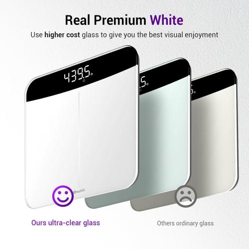 Ovutek Scale for Body Weight, Highly Accurate 450lb Digital Bathroom Scales for People, Automatic Weighing Machine for Baby, Pet, Light Items, Large LED, Sturdy and Durable Base, White