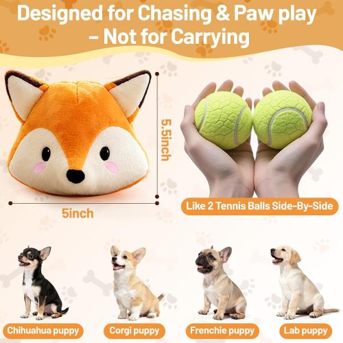 Interactive Fox Puppy Toy for Boredom Relief - Automatic Self-Moving, Bouncing & Vibrating with Sound for Entertainment & Play | Rechargeable & Chew-Resistant for All Breed Sizes