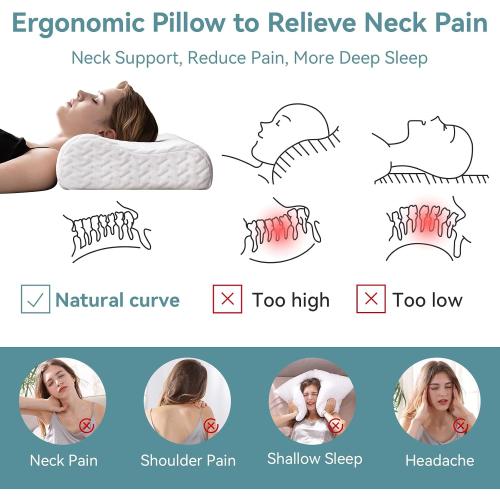 Hcore Memory Foam Pillow for Neck Pain Relief, Contour Cervical Pillow for Side Sleepers, Sandwich Orthopedic Pillow, Ergonomic Adjustable Pillow
