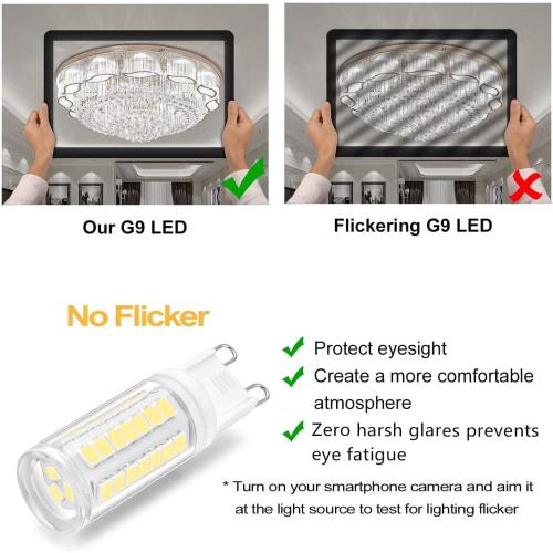 G9 LED Light Bulb Daylight Dimmable 6W,(60W Halogen Equivalent),6000K 120V No-Flicker G9 Bi Pin Base LED Bulbs for Chandeliers, Home Lighting 360° Beam Angle,600LM 6 Packs