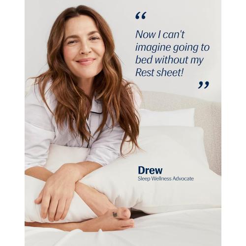 REST® Evercool®  Cooling Sheet Set, Cali King Size, ***Snow Ivory***, Breathable Bed Sheets for Hot Sleeper and Night Sweats, with Pillowcases, with Ionic  Self-Cleaning Silver Yarn for Sensitive Skin, 4PCS