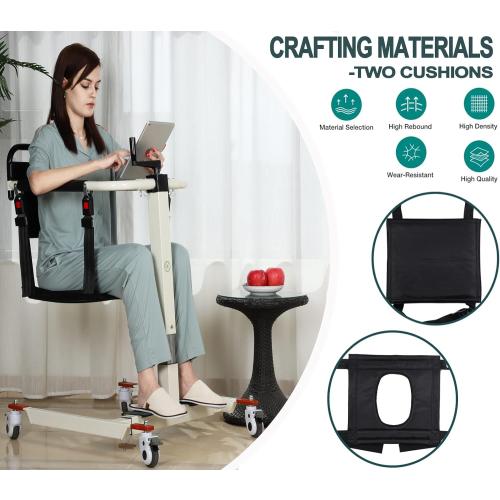 Color White Patient Lift Transfer Chair, Patient Lift Wheelchair for Home and Car Portable Patient Lift Chair Wheelchair Lift for Home, Disabled and Elderly Nursing, Height/Width Adjust (Upgraded Backrest)