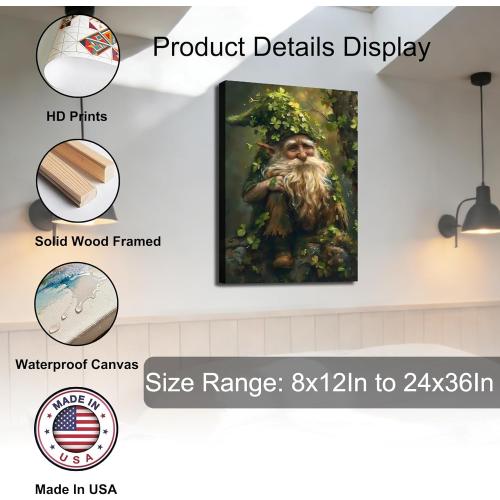 St Patricks Day Canvas Print Wall Art 8x12, St patrick’s Pictures for Living Room Wall Decor, Framed Rustic Clover Poster for Bedroom Office, Green Canvas Artwork for Home Decoration