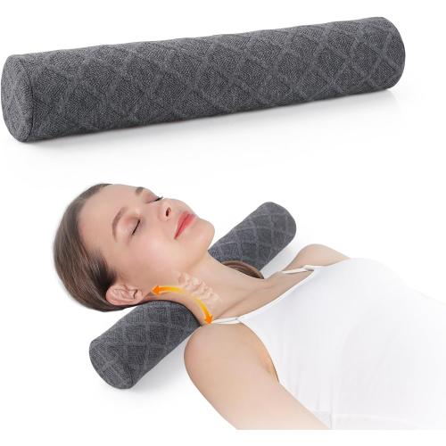 Cozyhealth 3.1 H Small Cervical Roll Pillow, Medium Soft Memory Foam Neck Round Pillow Cylinder Bolster Pillow for Sleeping, Round Neck Support for Bed, Legs, Back and Yoga (Grey, Small - 3.1 H)