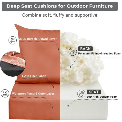 Outdoor Cushions for Patio Furniture,Outdoor Seat Cushion Set 24 x 24 x 5.75 Inch,Waterproof & Fade Resistant Outdoor Chair Cushions,Deep Patio Chair Cushion with Removable Cover,Spice