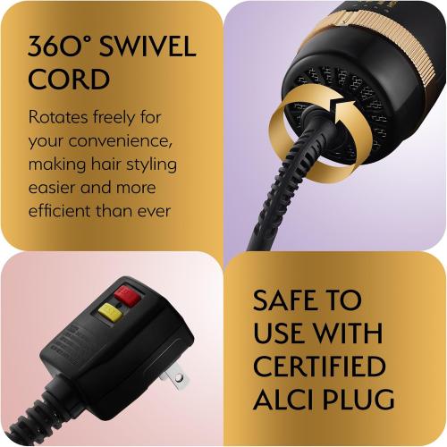 Professional Blowout Hair Dryer Brush, Black Gold Dryer and Volumizer, Hot Air Brush for Women, 75MM Oval Shape (Black Gold)