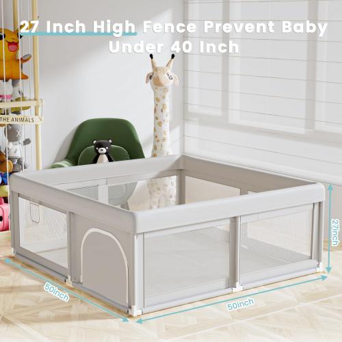 Baby Playpen 50x50 Inch, Play Pens for Babies and Toddlers Baby Fence Play Yards for Indoor & Outdoor with Breathable Mesh Anti-Fall Playpen