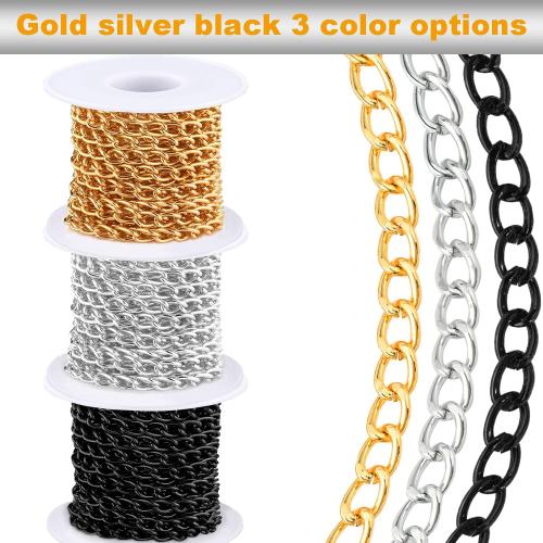 Jishi 16ft Aluminium Curb Chain Roll, Thick Twisted Chain Links, Black Plated Metal Craft Chain Curb Link Chain Spool for Jewelry Making Necklace Bracelet DIY Crafts, Jewelry Making Findings Supplies