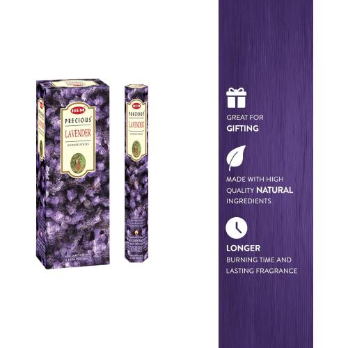 6 Pack....HEM Lavender Incense Sticks – Pack of 120 | Hand-Rolled in India | Soothing Floral Aroma for Relaxation, Stress Relief, Meditation, Yoga, Prayer & Home Fragrance