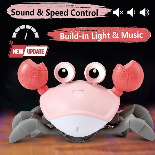 control future Girl Toys Tummy Time: Pink Crawling Crab Montessori Toy Learning 36 Months 3 Year Old Birthday Girls Valentines Gifts Stuff