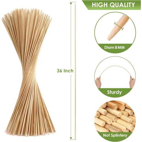 Smores Sticks 36 Long 5 mm Thick, 120 PCS Marshmallow Roasting Smore Sticks Bamboo, Disposable Marshmellow Sticks Camping Heavy Duty SMores Skewers for Outdoor Fire Pits Campfires Hot Dog Sausage
