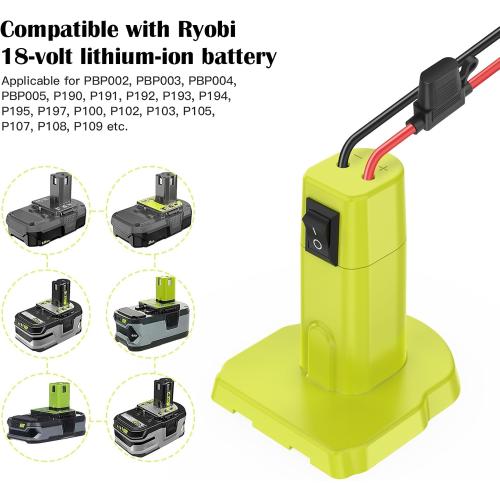 2 Packs Power Wheel Adapter for Ryobi 18V Battery Adapter Power Wheel Battery Converter Kit with Fuse & Switch & Wire Terminals 12AWG Wire for DIY Ride On Truck and Rc Toys