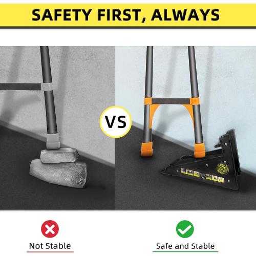 Ladder Leveler, Pitch Hopper, Ladder Stabilizer with Storage, Ladder Levelers for Stairs and Extension Ladders, Easy to Use, Conquer Uneven Ground (Black, Standard Durable Plastic)