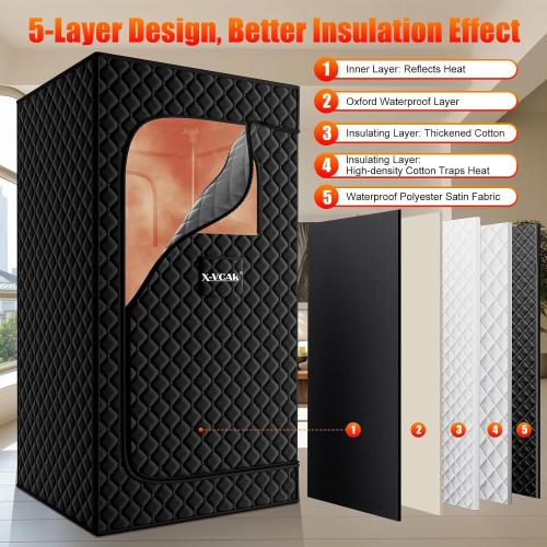 Portable Sauna for Home，Relaxation, Steam Sauna for Home with Steamer, Remote Control, Folding Chair, 9 Levels