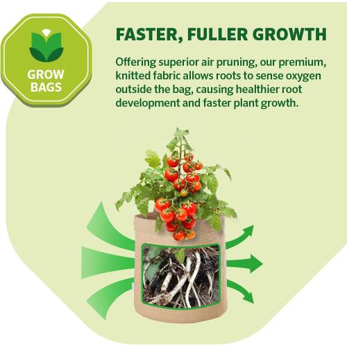Coolaroo 2-Pack 10 Gallon Heavy Duty Plant Tomato Potato and Other Vegetables and Fruits Breathable Fabric Grow Planter Pot Bag with Handles, Desert Sand