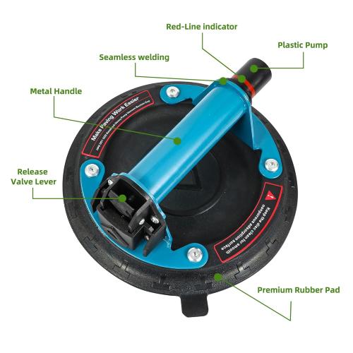 2 Pack Glass suction cups, 8 Heavy Duty Vacuum Suction Cup with Metal Handle, Hand-held Glass Lifter for Glass, Granite, Window, 480lbs Load Capacity W/Free Carrying Case