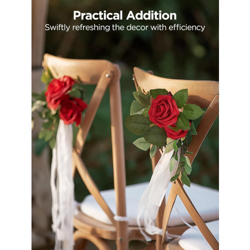 InnoGear Artificial Flowers, 50 Pcs Dark Red Foam Fake Roses Bulk with Stems for Decoration Celebration DIY Wedding Bouquets Centerpieces Bridal Shower Party Christmas Tree