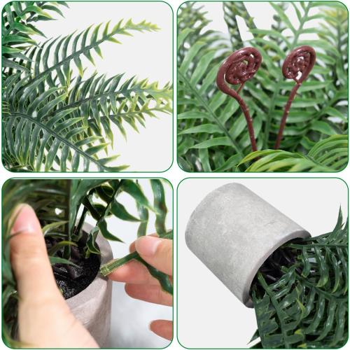 Artificial Boston Fern Potted Plants 15'' Fake Greenery Shrubs Plants in Pot for Home Office Living Room Desk Shelf Inddor and Outdoor Decoration