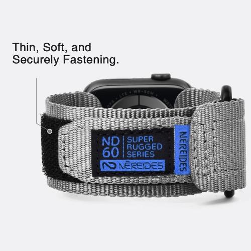 Nereides Compatible with Apple Watch Series 11 Band Series 10/9/8/7/6/5/4/SE/SE2/SE3/Ultra 3/2/1, Nylon Sports Strap with Woven Design for 49mm/46mm/45mm/44mm (L, Grey)