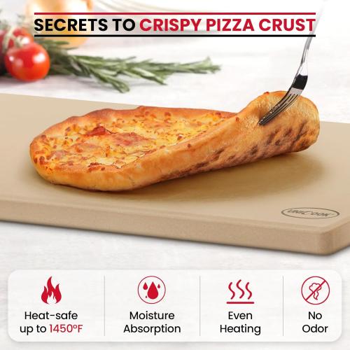 Size 24x18 Color beige Unicook Extra Large Pizza Stone 24”x18” for X-Large Home Ovens and Commercial Ovens, Rectangular Baking Stone, Ideal for Baking Crispy Pizzas, Bread and Cookies, Heavy Weight 16.6 lbs