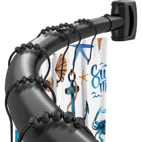Black Curved Shower Curtain Rod 33-78 Inches Adjustable Splicing Design Need To Drill Shower Rods Curved Round Bowed Rust proof, Premium Stainless Steel Shower Curtain Rod for Bathroom, Bathtub, Stall
