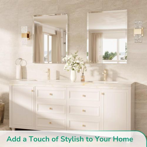 TokeShimi 24x36 Beveled Wall Mirror Decorative, Bathroom Vanity Mirrored with 1 Beveled Edge, Shatterproof Modern Frameless Mirror Bathroom Rectangle for Living Room, Entryway, Restroom