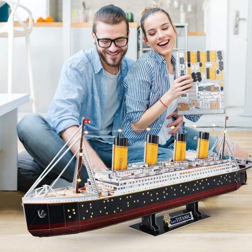 CubicFun Titanic 3D LED Puzzles for Adults 266 Pieces,Titanic Toys for Teens, Home Decor Birthday Gifts Adults Easter Gift