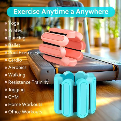 Adjustable Wrist & Ankle Weights Set of 2(1Lbs Each), Premium Silicone Wearable Weight Bracelets, Fits for Yoga, Pilates, Home Gym Workout, Dance, Pool Exercises, Jogging, Cardio, Strength Training