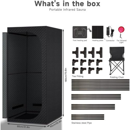 Portable Infrared Sauna Tent for Home, 5-Layer Insulated Dry Sauna with Fast Heating Generator, Red Light Therapy, Folding Chair Waterproof Design for Detox, Relaxation Weight Loss