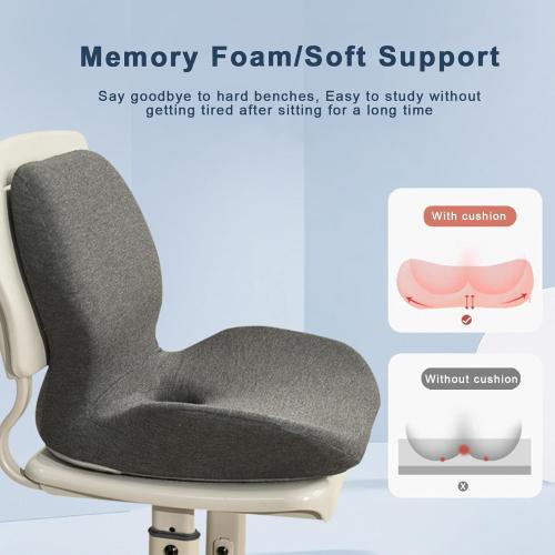 Seat Cushion, Memory Foam Chair Seat Cushion with Lumbar Support Back Cushion for Students Coccyx Cushion Office Car Booster Seat Cushion Posture Correction