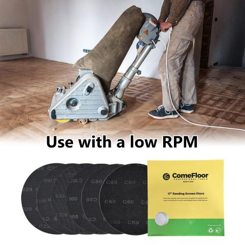 17” Sanding Screen Discs, Black Silicon Carbide Mesh Floor Sanding Screen for Wood Floors, Epoxy Maintenance, 220 Grit, 10-Pack